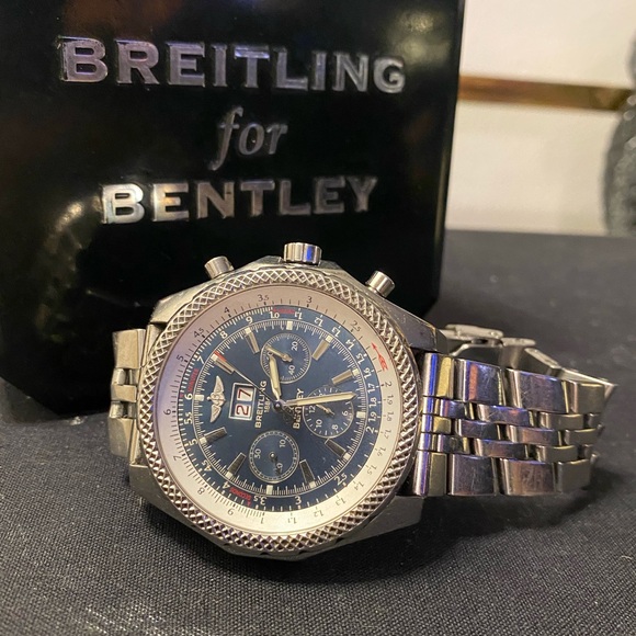 Breitling Bentley 6.75 Stainless Steel 48mm Chronograph  "Neptune Blue" - Picture 1 of 11